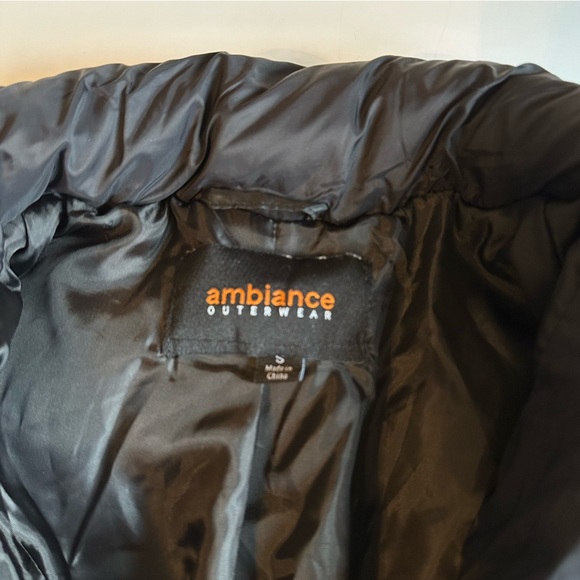 Ambiance Women’s Cropped Puffer Jacket Small Black Zip Front Long Sleeve - Picture 2 of 8